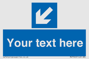 Custom Mandatory directional sign, blue arrow down and left